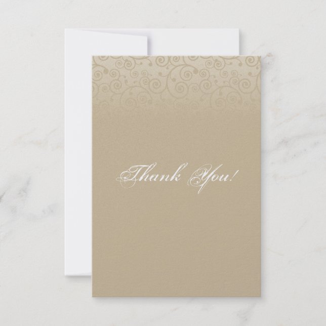 Cartão De Agradecimento Ouro e obrigado dos redemoinhos de Champagne você (Frente)