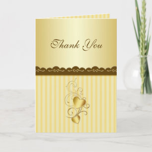 Cartão De Agradecimento Ouro juntou corações Casamento Obrigado