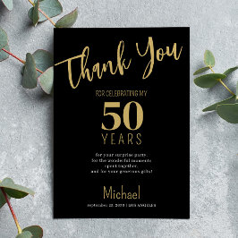 Cartão De Agradecimento Ouro preto tipografia moderna aniversário marco 