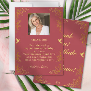 Cartão De Agradecimento Ouro Vermelho Moderno 50 Aniversário Fabuloso