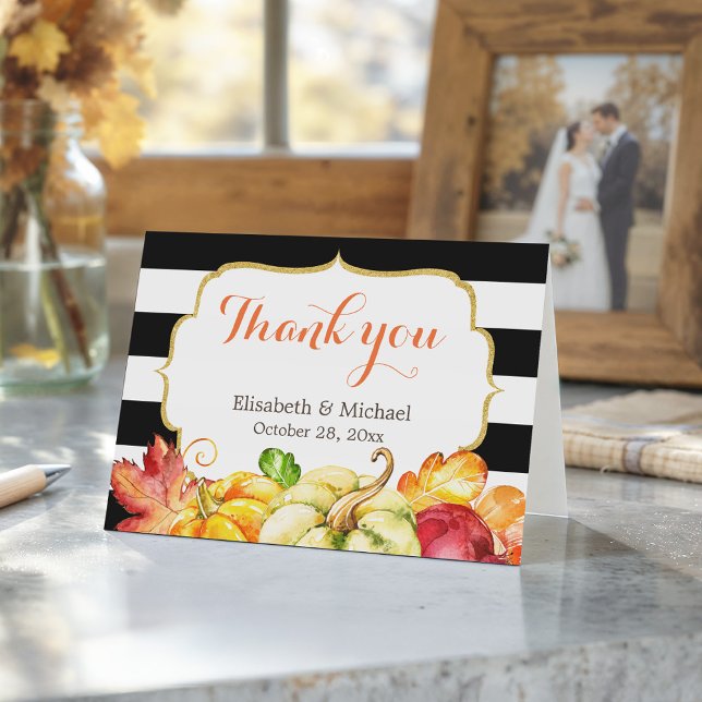 Cartão De Agradecimento Outono Abóboras Folhas de Bordo Obrigado (Criador carregado)