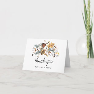 Cartão De Agradecimento Outono Branco Floral Chá de Bebê Nupcial Foto