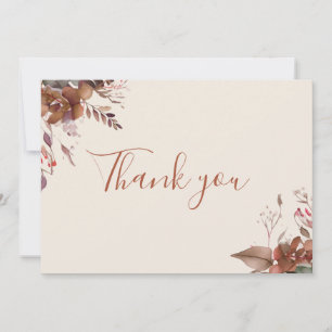 Cartão De Agradecimento Outono Ferrugem Floral Elegante Roteiro