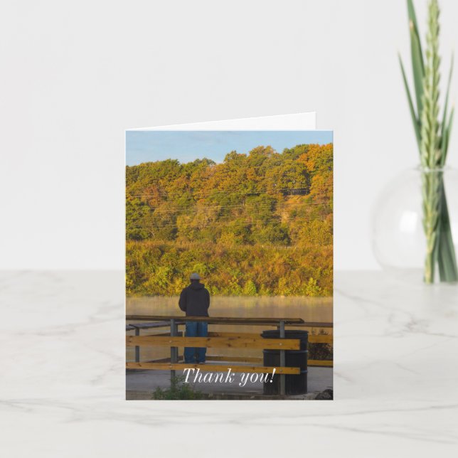 Cartão De Agradecimento Outono Pesca Lago Springfield Obrigado (Frente)