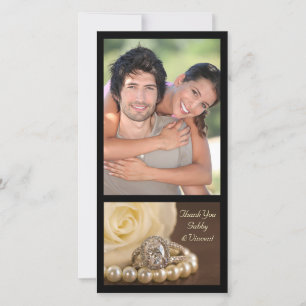 Cartão De Agradecimento Oval Diamond Ring no Casamento Brown Obrigado