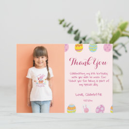 Cartão De Agradecimento Ovos Cor-de-Rosa Pastel Doce Aniversário Infantil