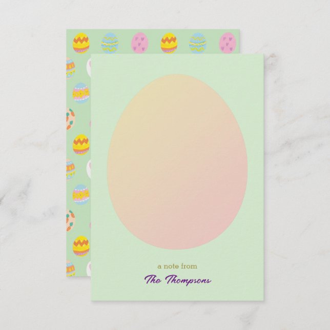 Cartão De Agradecimento Ovos Simples E Ovos Pintados Por Páscoa Verde (Frente/Verso)