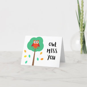 Cartão De Agradecimento Owl Miss You - Pun Farewell Card