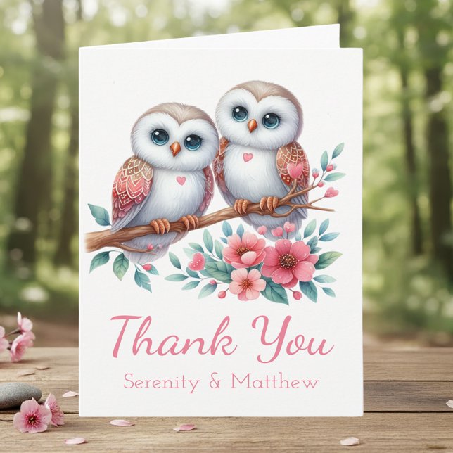 Cartão De Agradecimento Owl Woodland Boho Rustic Country Thank You Wedding (Criador carregado)