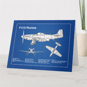 Cartão De Agradecimento P-51D Mustang - Airplane Blueprint ABD