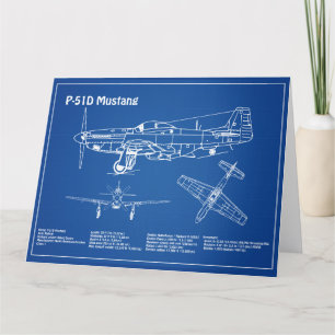 Cartão De Agradecimento P-51D Mustang - Airplane Blueprint AD