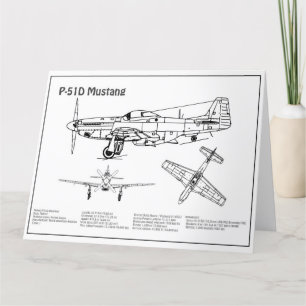 Cartão De Agradecimento P-51D Mustang - Airplane Blueprint BD