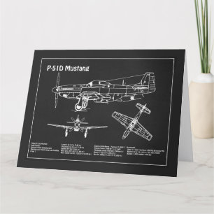 Cartão De Agradecimento P-51D Mustang - Avião Blueprint PD