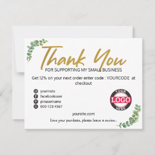 Cartão De Agradecimento Pacotes de negócios Dourados com grande volume Ins