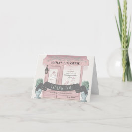 Cartão De Agradecimento Padaria francesa Patisserie Paris Rosa, Aniversári