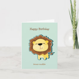 Cartão De Agradecimento Padrão azul de leão fofo de aniversário