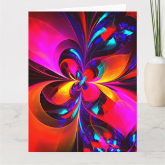 Cartão De Agradecimento Padrão Azul Vermelho Abstrato Floral Moderno #07