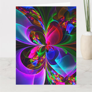 Cartão De Agradecimento Padrão Azul Vermelho Abstrato Floral Moderno #12