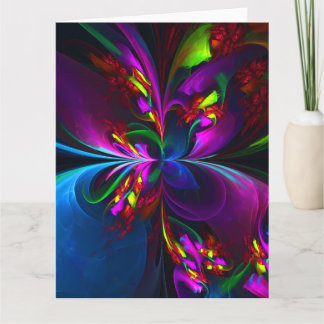 Cartão De Agradecimento Padrão Azul Vermelho Abstrato Floral Moderno #15