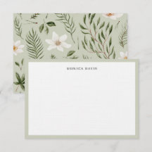 Padrão Botânico Floral Verde Dourado Branco Bonito