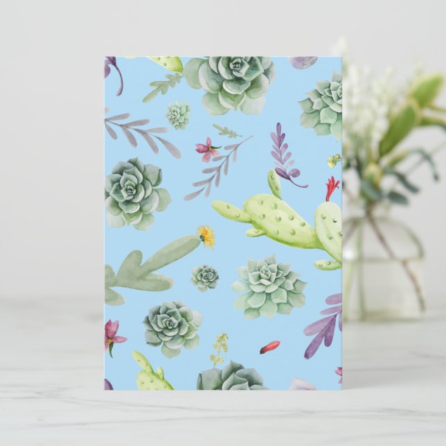Cartão De Agradecimento Padrão Cactus 10 (Em pé/Frente)