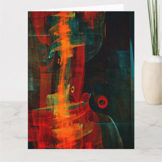Cartão De Agradecimento Padrão de Abstrato de Arte Moderno Vermelho Azul-L