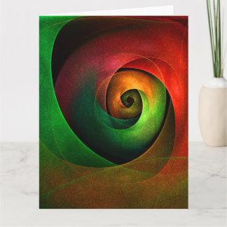 Cartão De Agradecimento Padrão de Abstrato de Arte Vermelha Verde Floral M
