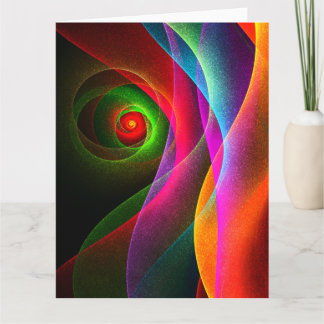 Cartão De Agradecimento Padrão de Abstrato de Arte Vermelho Verde Laranja