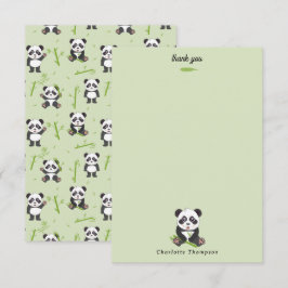 Cartão De Agradecimento Padrão de Animais Kawaii de Urso Panda Fofo e Bamb