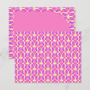 Cartão De Agradecimento Padrão de Bloco Geométrico Pixelado Rosa Roxo Past
