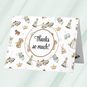 Cartão De Agradecimento Padrão de Brinquedos de Madeira Vintage Personaliz