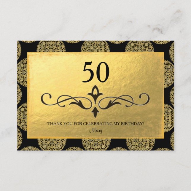 Cartão De Agradecimento Padrão de círculo dourado elegante & "Obrigado" pr (Frente)