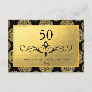 Cartão De Agradecimento PADRÃO DE CÍRCULO EM OURO ELEGANTE E "Obrigado" PR