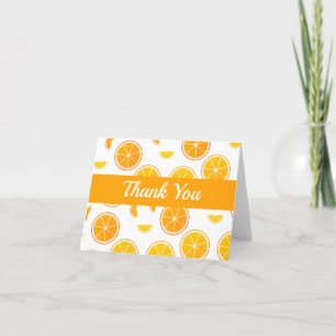 Cartão De Agradecimento Padrão de Comida de Fruta de Fatia Laranja Ilustr