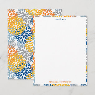 Cartão De Agradecimento Padrão de cores brilhantes da Abstrato Floral de V