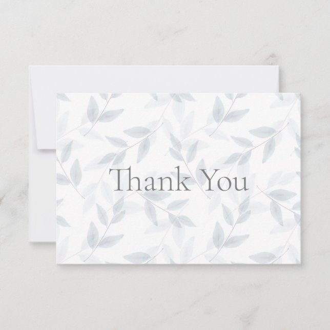 Cartão De Agradecimento Padrão de Folha Azul de Cores Aquáticas (Frente)