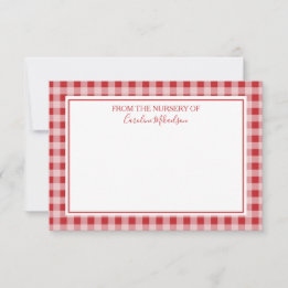 Cartão De Agradecimento Padrão de Gingham Personalizado Vermelho e Branco