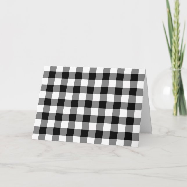 Cartão De Agradecimento Padrão de Gingham Preto e Branco (Frente)