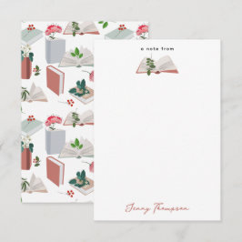 Cartão De Agradecimento Padrão de Leitura de Livros e Biblioteca Botânica