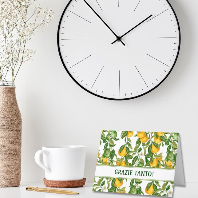 Cartão De Agradecimento Padrão de Limões Personalizáveis Grazie Tanto (Criador carregado)