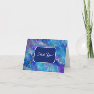 Cartão De Agradecimento Padrão de Mármore Azul, Roxo e Dourado