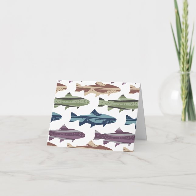 Cartão De Agradecimento Padrão de Peixes de Trutas Coloridas (Frente)