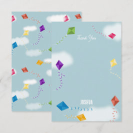 Cartão De Agradecimento Padrão de Pipas Voadoras Multicoloridas Fofas para