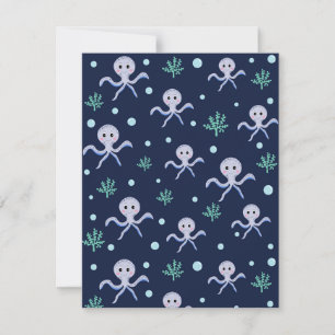 Cartão De Agradecimento Padrão de polvo debaixo do mar para crianças