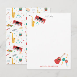 Cartão De Agradecimento Padrão de Tema Musical de Instrumentos Musicais