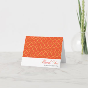 Cartão De Agradecimento Padrão de trevo laranja quatrefoil - obrigado