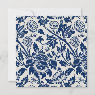 Cartão De Agradecimento Padrão floral azul intricado em fundo claro