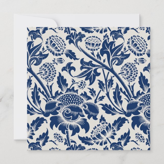 Cartão De Agradecimento Padrão floral azul intricado em fundo claro (Frente)