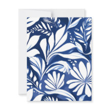 Padrão Floral Botânico em Aquarela Azul