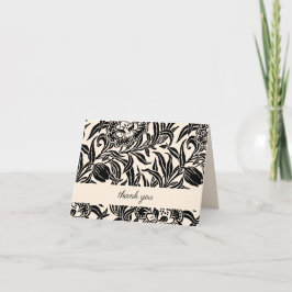 Cartão De Agradecimento Padrão Floral Botânico Vintage Art Nouveau